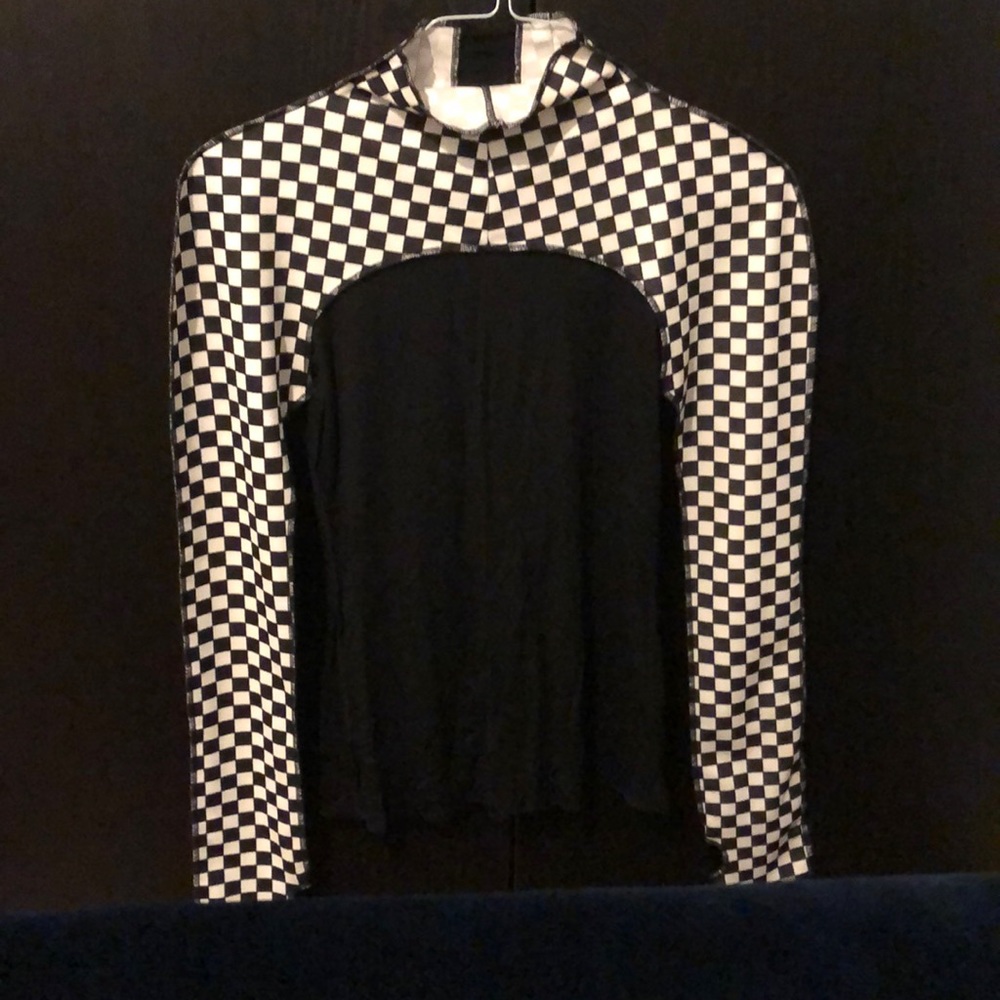 Black and White checkered turtle neck